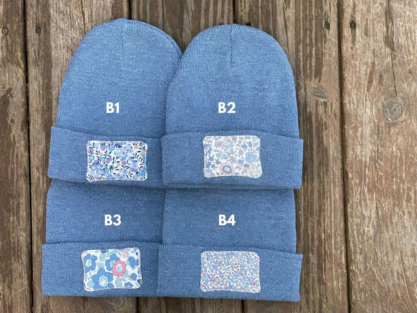 Floral patch beanie