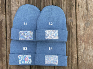 Floral patch beanie