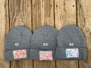 Floral patch beanie