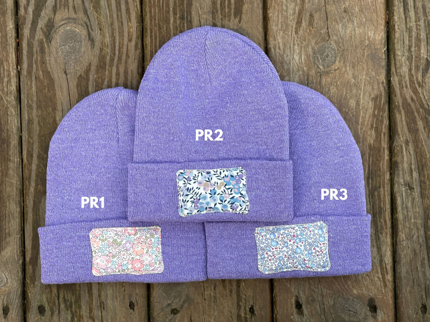 Floral patch beanie