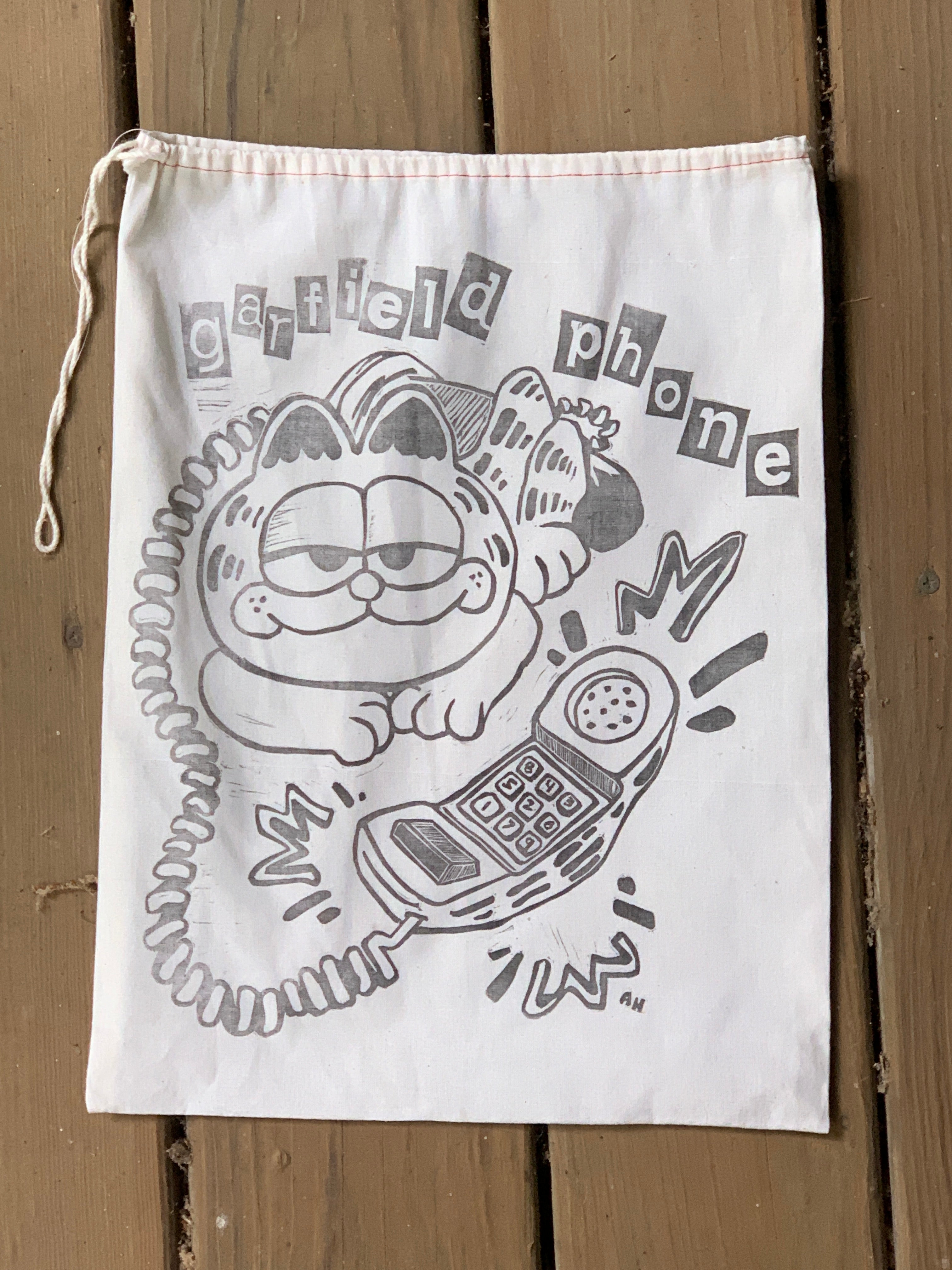 Garfield Phone Drawstring Bag