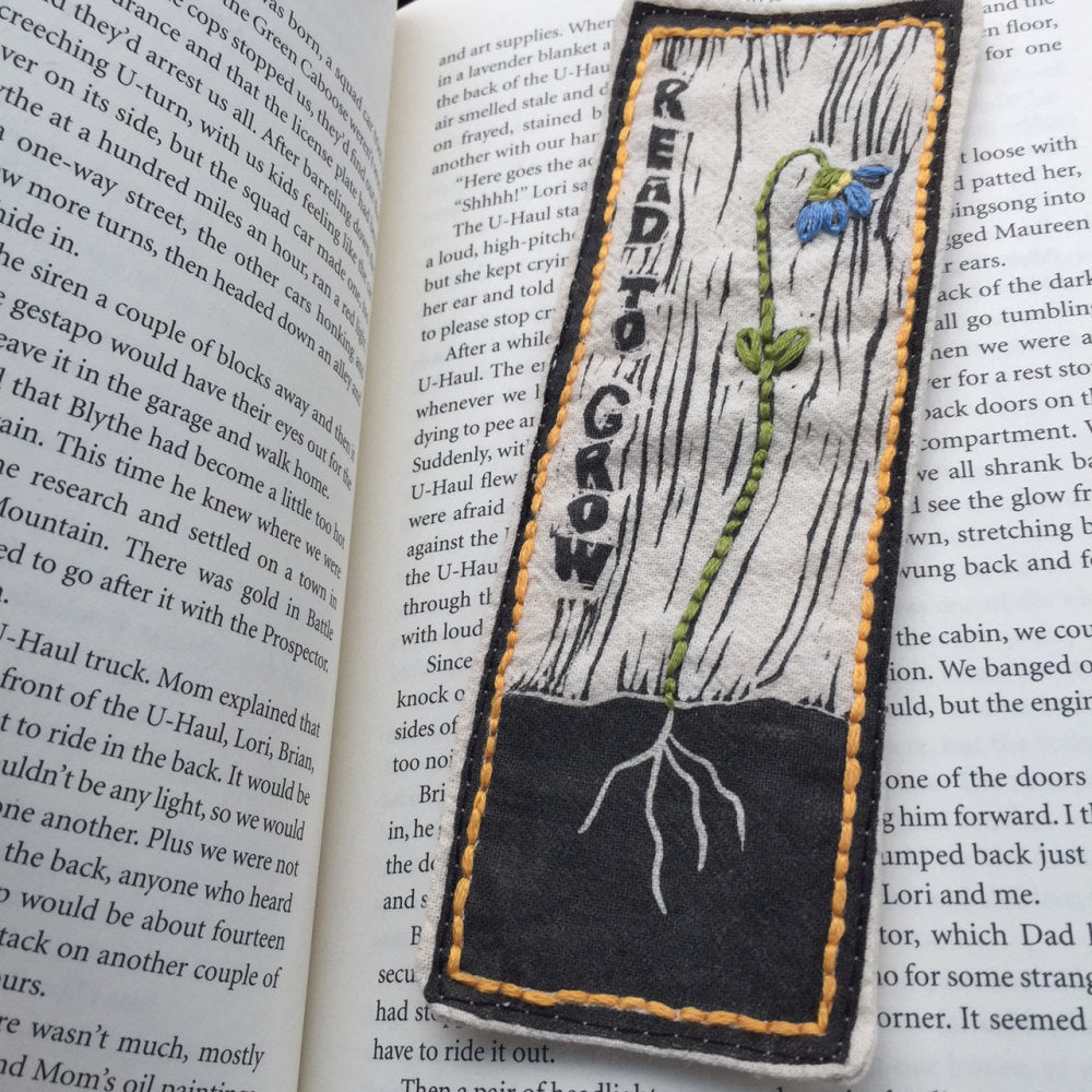 DIY Embroidery Bookmark 'Read To Grow' Print