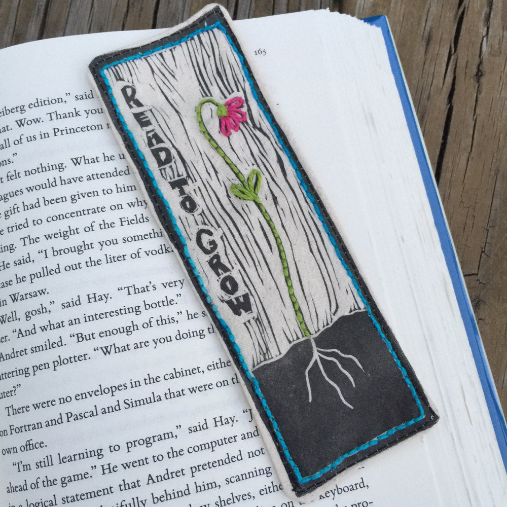 DIY Embroidery Bookmark 'Read To Grow' Print